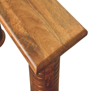 Sculpted Leg Console - wood grain close-up