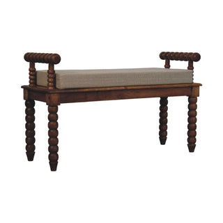 Sera Hallway Bench Linen Upholstered - side angle view
