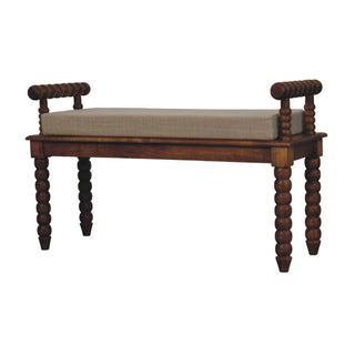 Sera Hallway Bench - linen upholstered seat fabric close-up