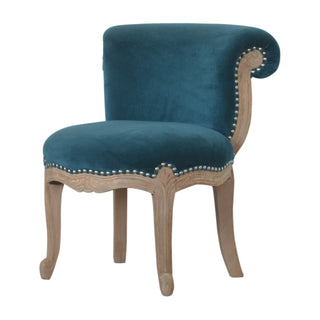 Serena Accent Chair Teal Velvet - side angle view
