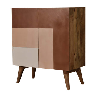 Side angle view of Sienna Sideboard Cabinet Three-Tone Terracotta L-Pattern Hand-Painted Drawers