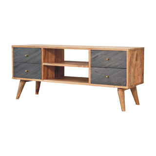 Slate Media Unit Oak Grey - side angle view