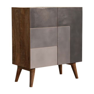 Side angle view of Slate Sideboard Cabinet Three-Tone Charcoal L-Pattern Hand-Painted with Drawers