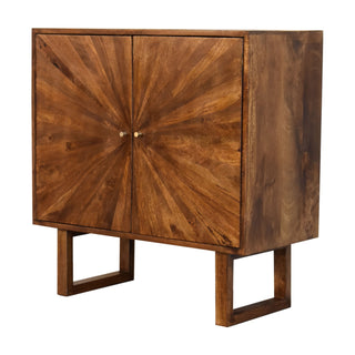 Solène Storage Cabinet Sunburst Marquetry - side angle view