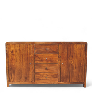 Front view of Solid Wood Aspen Sideboard with Storage, showing the storage shape and furniture finish