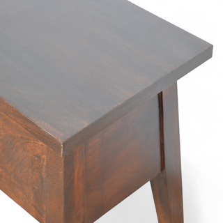 Close-up of finish detail on Solid Wood Lid-Up Storage Box, showing the furniture silhouette and finish