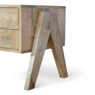 Solid Wood Trestle Media Unit - lifestyle living room TV setup