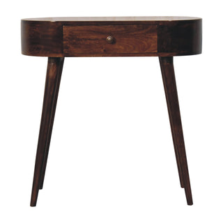 Sorrel Small Console Table with Drawer Honey Caramel Oval Top Mango - front view