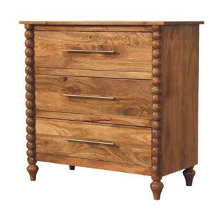 Spindle 3-Drawer Chest - side angle view