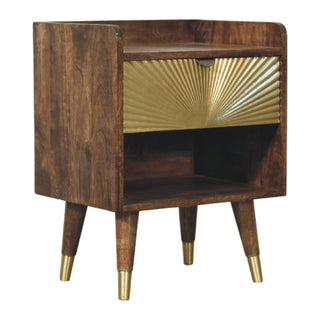 Sunburst Brass Inlay Bedside - sunburst brass inlay pattern detail