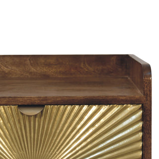 Sunburst Brass Inlay Bedside - drawer open interior