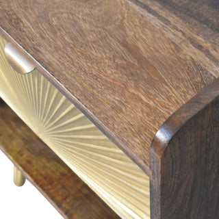Sunburst Brass Inlay Bedside - top surface view