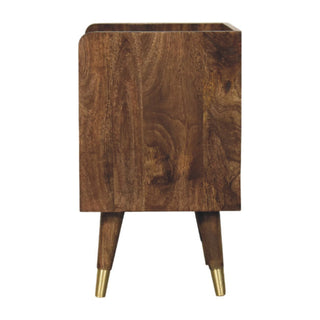 Sunburst Brass Inlay Bedside - wood grain close-up