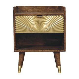 Sunburst Brass Inlay Bedside - front view