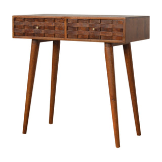 Tova Slim Console Table Tile Relief - side angle view