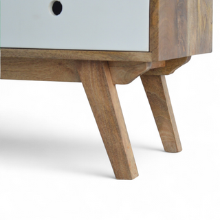 Two-Tone Hand Painted Media Unit - doors open interior storage