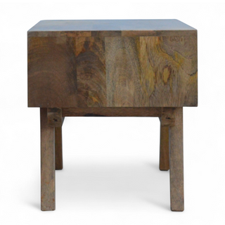 Two-Tone Hand Painted Media Unit - wood grain close-up