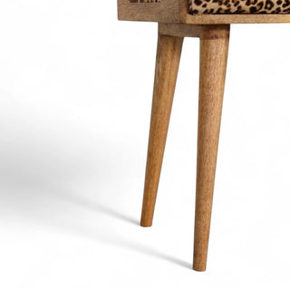 Velvet Ottoman Footstool Leopard Print Tray Style - leg detail close up