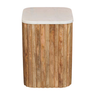 Vera Marble Side Table Fluted Mango Wood - product white background