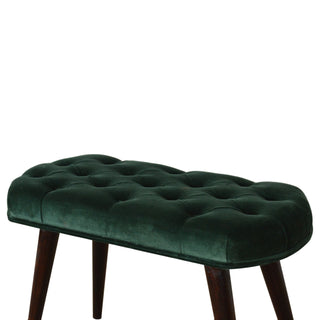 Back view of Verdant Upholstered Bench Emerald Velvet Deep Button Tufted Compact Flat Rectangular Nordic