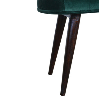 Seat detail view of Verdant Upholstered Bench Emerald Velvet Deep Button Tufted Compact Flat Rectangular Nordic