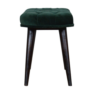 Additional angle of Verdant Upholstered Bench Emerald Velvet Deep Button Tufted Compact Flat Rectangular Nordic