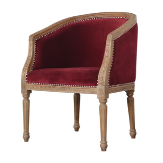 Vivienne Accent Chair Wine Red Velvet - side angle view