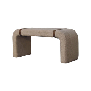 Volta Hallway Bench – Sand Bouclé – rear view showing waterfall arch base construction