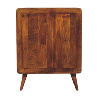 Willow Storage Cabinet Chestnut Curved Corners Two-Drawer Twin-Door Tapered Legs – additional product detail view