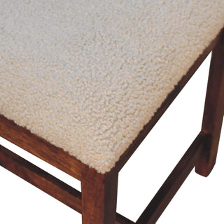 Wren Dining Chair – Cream Boucle Rattan Back – close-up of cream boucle seat and rattan back detail