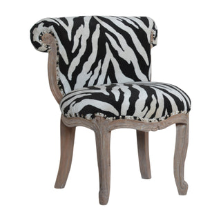 Zara Accent Chair Zebra Print - side angle view