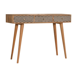Zara Console Table Geometric Bone Inlay - side angle view